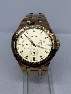 Relic ZR12554 Daley Men's 44mm Rose Gold-Tone Multifunction Day Date Watch